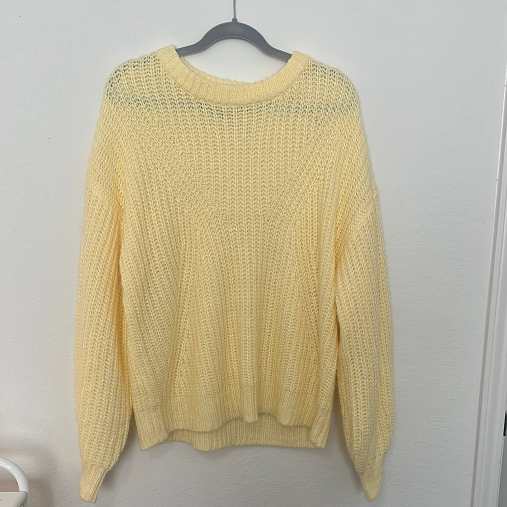 A New Day Yellow Crew Neck Sweater Cozy Knit